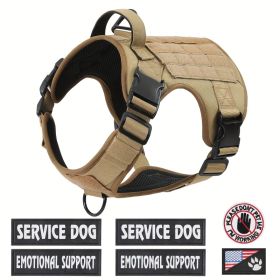 American Local Tactical Pet Boobs Service Dog Harness Vest Adjustable Reflective Dog Harness Metal Buckle Hiking Training (Option: Tan-XL)
