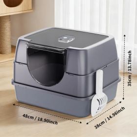 Galaxy Enclosed Gray Cat Litter Box, Sealed To Prevent Odors And Sanding, Stable And Durable, Suitable For Pet Families Worldwide (Option: Defaulttitle)